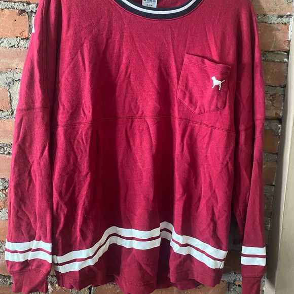 Women’s PINK oversized long sleeve tee, size Medium in ruby red - Picture 2 of 4